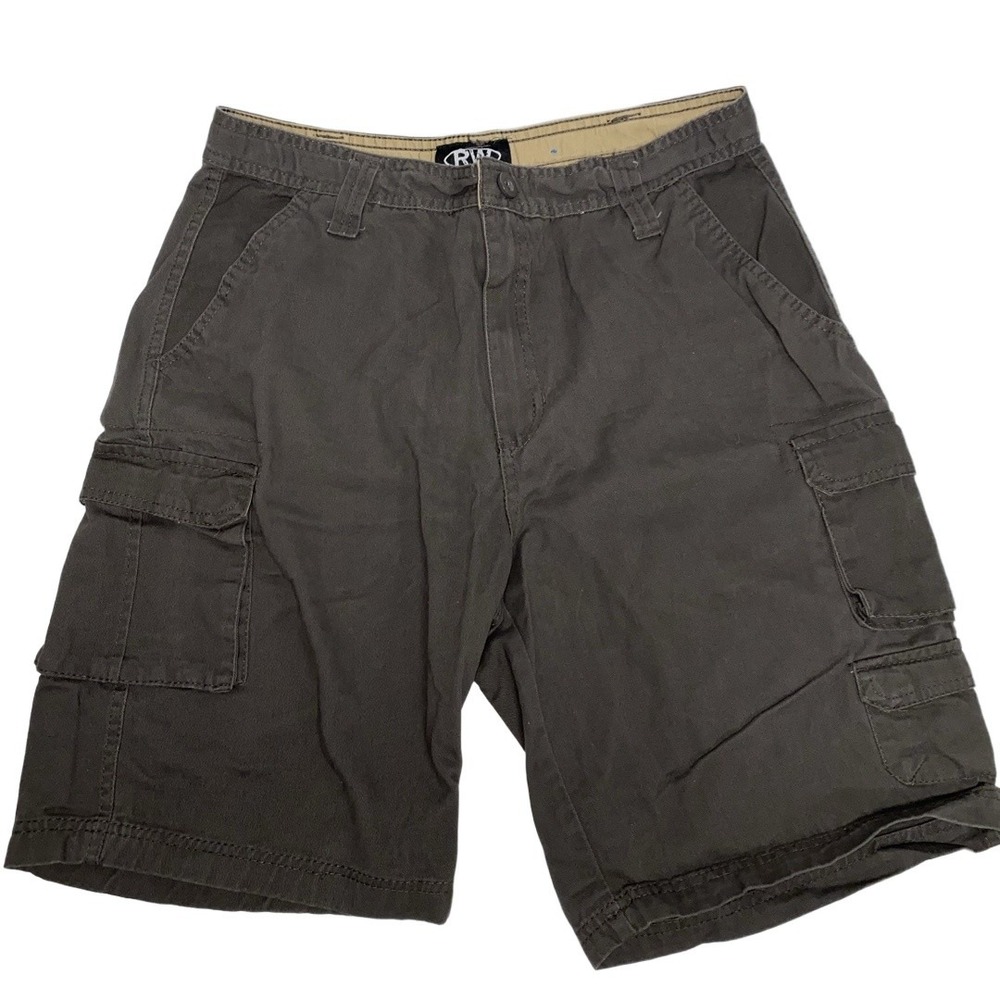 Rugged Wear Mens‎ 34 Dark Brown Cargo Shorts Utility Multiple Pockets